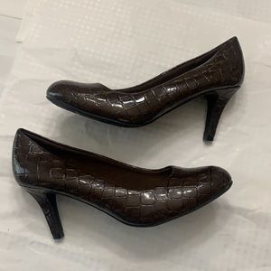 Predictions brown crocodile print heels
